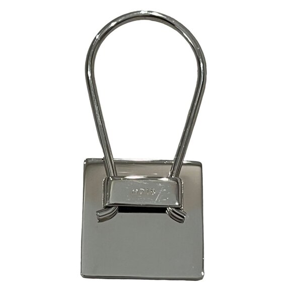 PRADA: Silver Metal & Burgundy Enamel Logo Bag Charm/Keychain #12029 - Picture 3 of 6